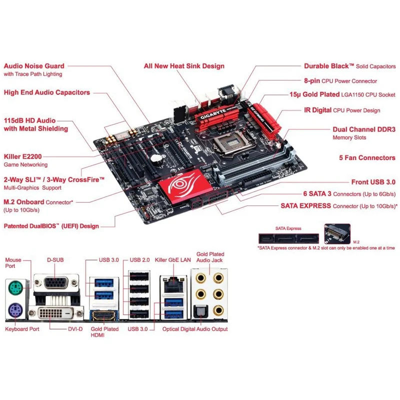 Imagem -06 - Gigabyte Z97x Gaming Computador Usb3.0 Sataiii Placa-mãe Lga 1150 Ddr3 Z97 Desktop Mainboard