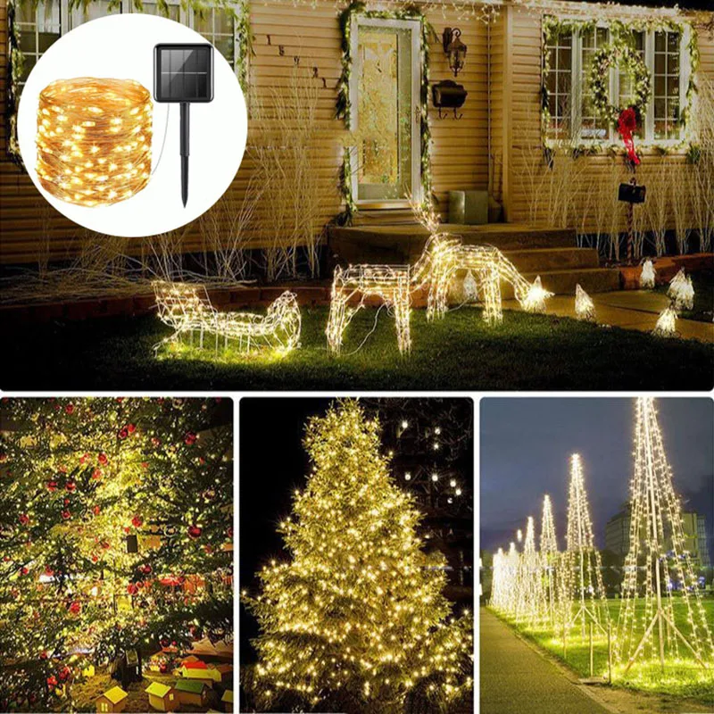 Solar LED Color Light String Flashing Lights Courtyard Garden Festive Christmas Atmosphere Decoration Waterproof Light String