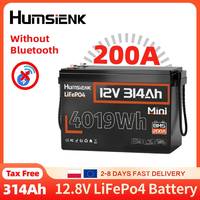 Humsienk LiFePO4 Battery 12V 314AH 200A Mini Size Rechargeable Battery Deep Cycle Perfect For Home / Outdoor Power Supply