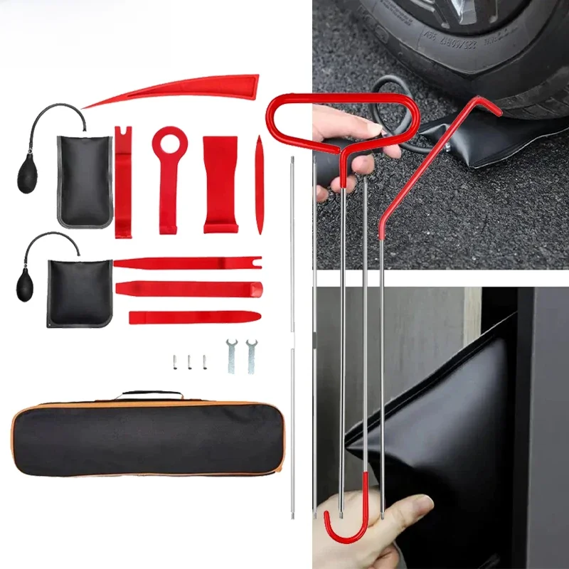 EAFC 18 pièces/21 pièces porte de fenêtre de voiture clé ouverte d'urgence verrouillage perdu déverrouiller Kit d'outils automobiles sac à cale d'air pompe Kit de déverrouillage ouvert