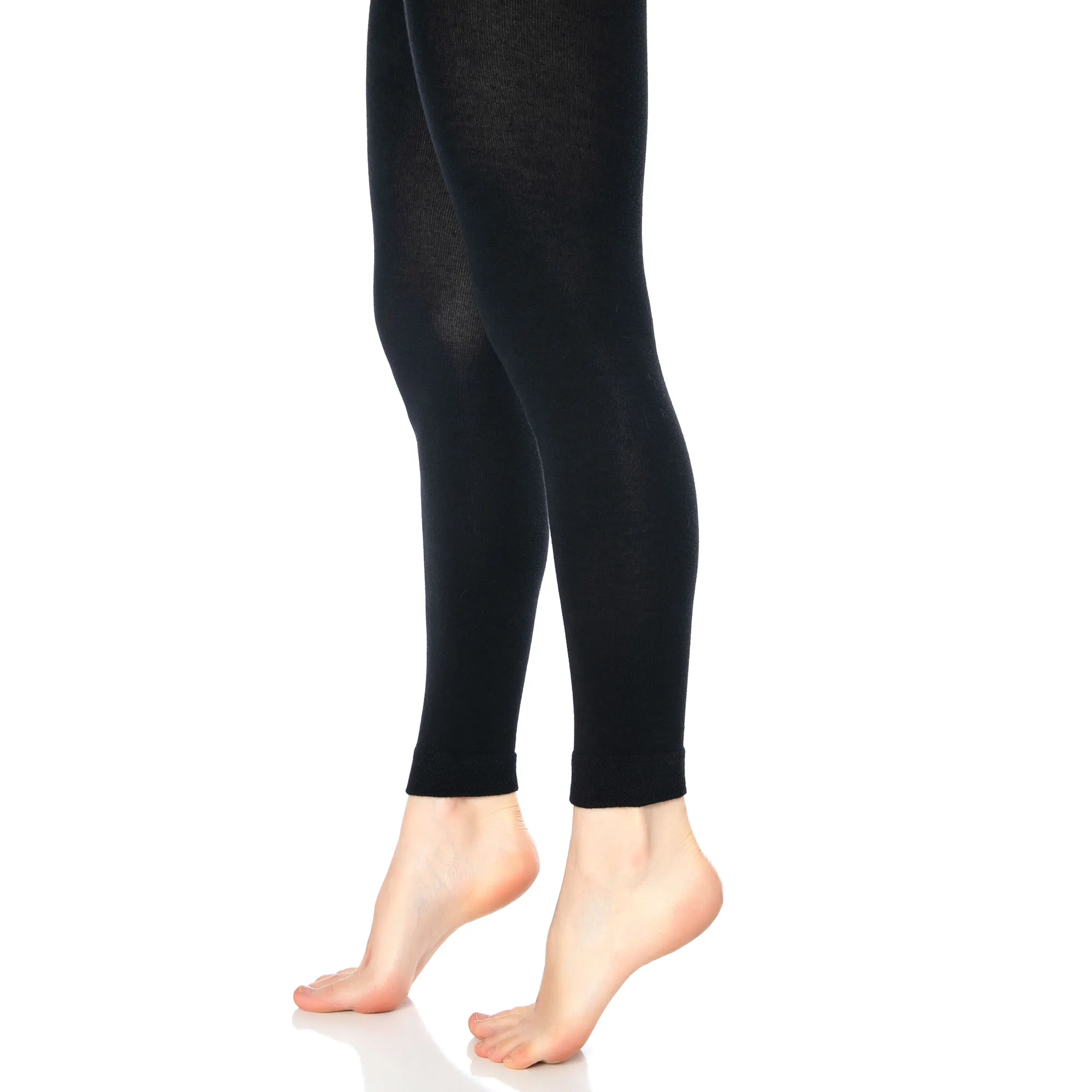 Black Thermal Leggings for Women Microfiber Soft Stretchy Full Legging