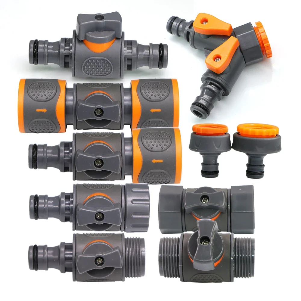 Adaptateur mâle femelle 1/2 "3/4" 1 ", Joint en Y, accessoires d'arrosage d'eau, tuyau d'arrosage, robinet marche/arrêt, connecteur rapide 16mm