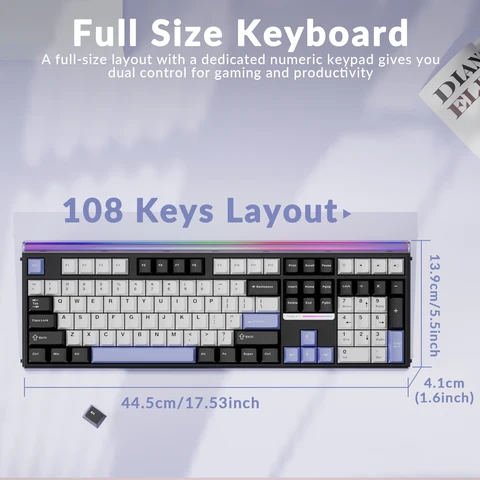 Механическая клавиатура AULA H108  беспроводная 108 клавиш  RGB