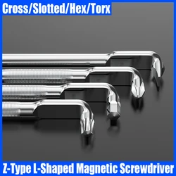 1/2/3/10PCS Z-Type L-Shaped 90-Degree Right-Angle Screwdriver Strong Magnetism Phillips  Slotted Hexagon Socket Torx Screwdriver