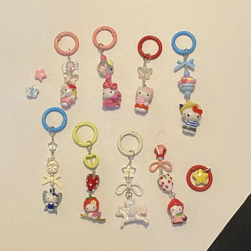 Neue Sanrio Hallo Kitty Telefon kette Mädchen Cartoon Katze Bogen Perlen Schlüssel bund Anhänger