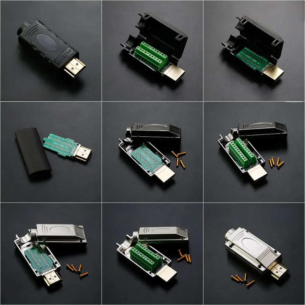1 sztuk hdmi-kompatybilny 2.0 złącze męskie wtyczki Breakout terminale Solderless/lutowania modułowe komputerowe wtyczki wideo telewizyjne W/ Shell — zdjęcie 2