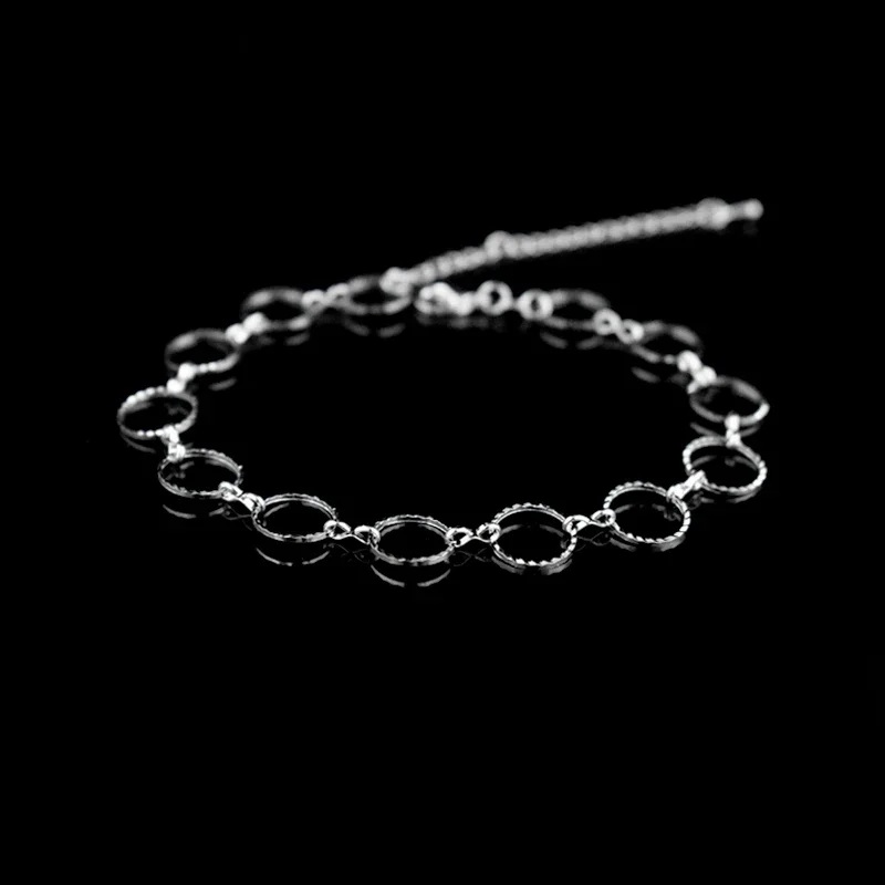Heißer Verkauf Mode 925 Sterling Silber Fußkettchen Armband Einfache Runde Anhänger Fuß Fußkettchen