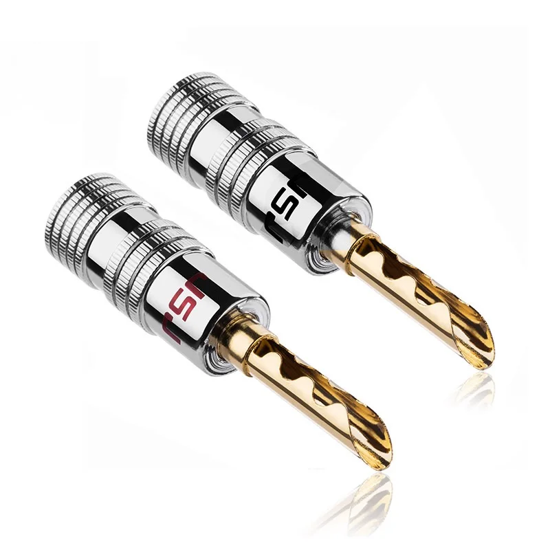 

Pure Copper Audio Plug Banana Head Audiophile Audio Speaker Wire Plug Chrome-plated Tooth-Shaped Connector DIY Speaker Plug