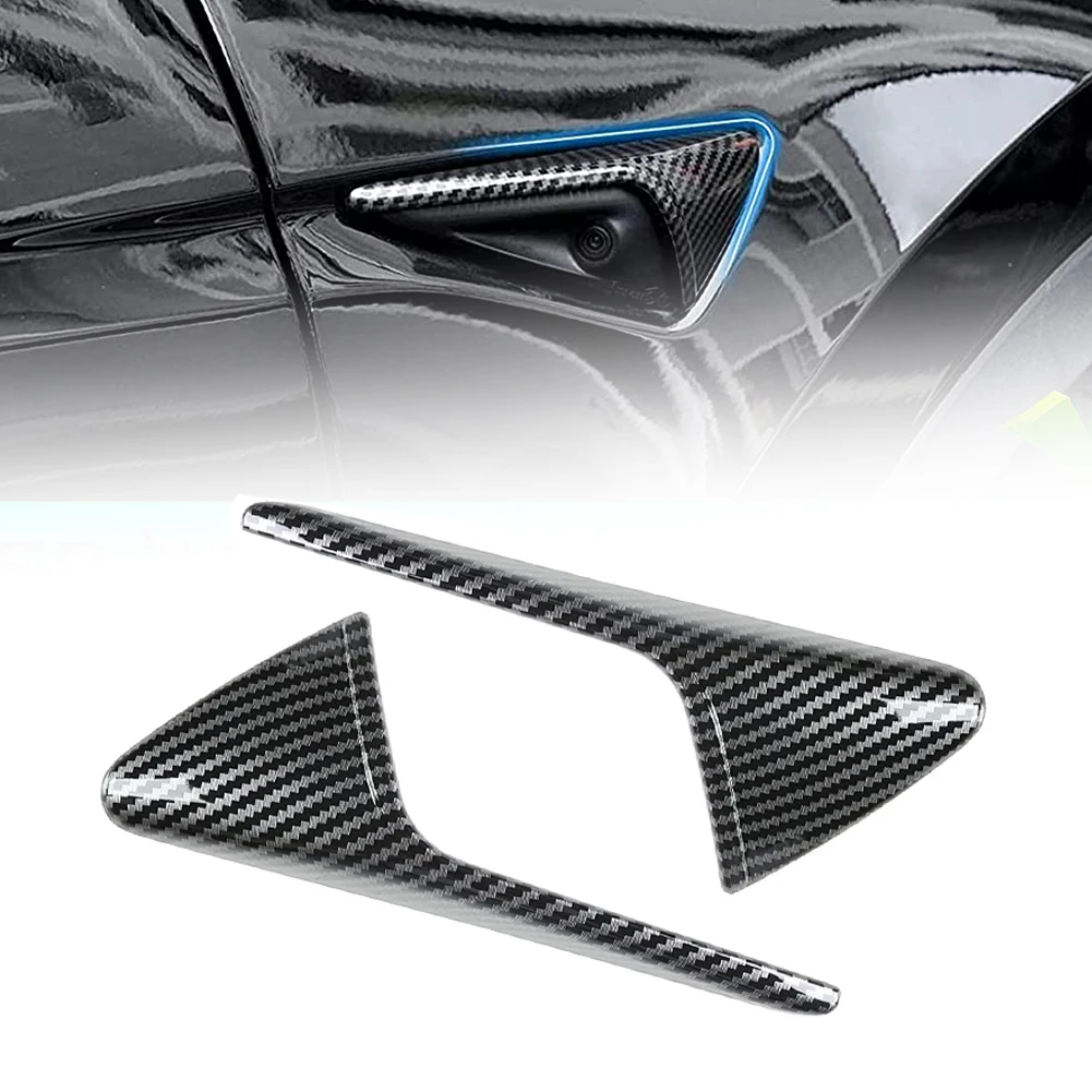 Matte Finish Black Carbon Fiber Style Side Marker Decoration Cover Trims for Tesla Model 3 S X Y Autopilot Side Marker/Camera