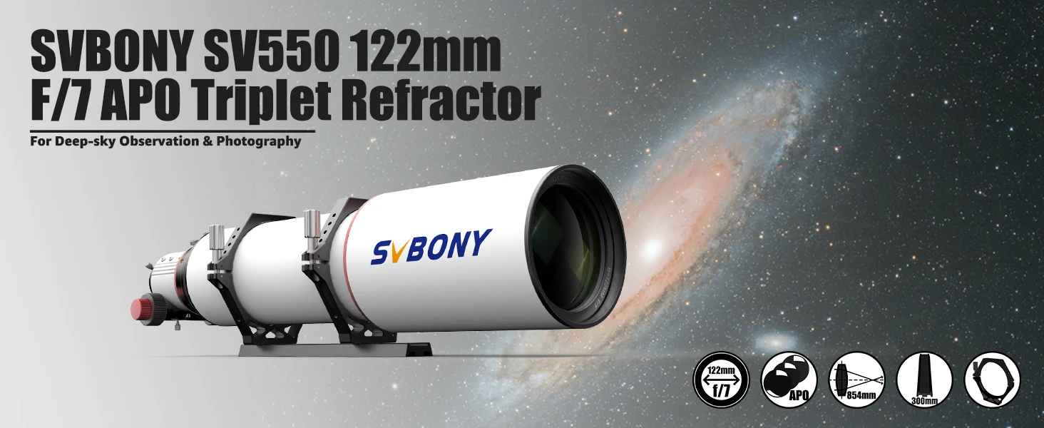 Svbony SV550 APO Teleskop, 122mm F7 Triplet Apochromatisches Refraktor-Teleskop, Professionelles Astronomisches Teleskop für Astro – Detail 17