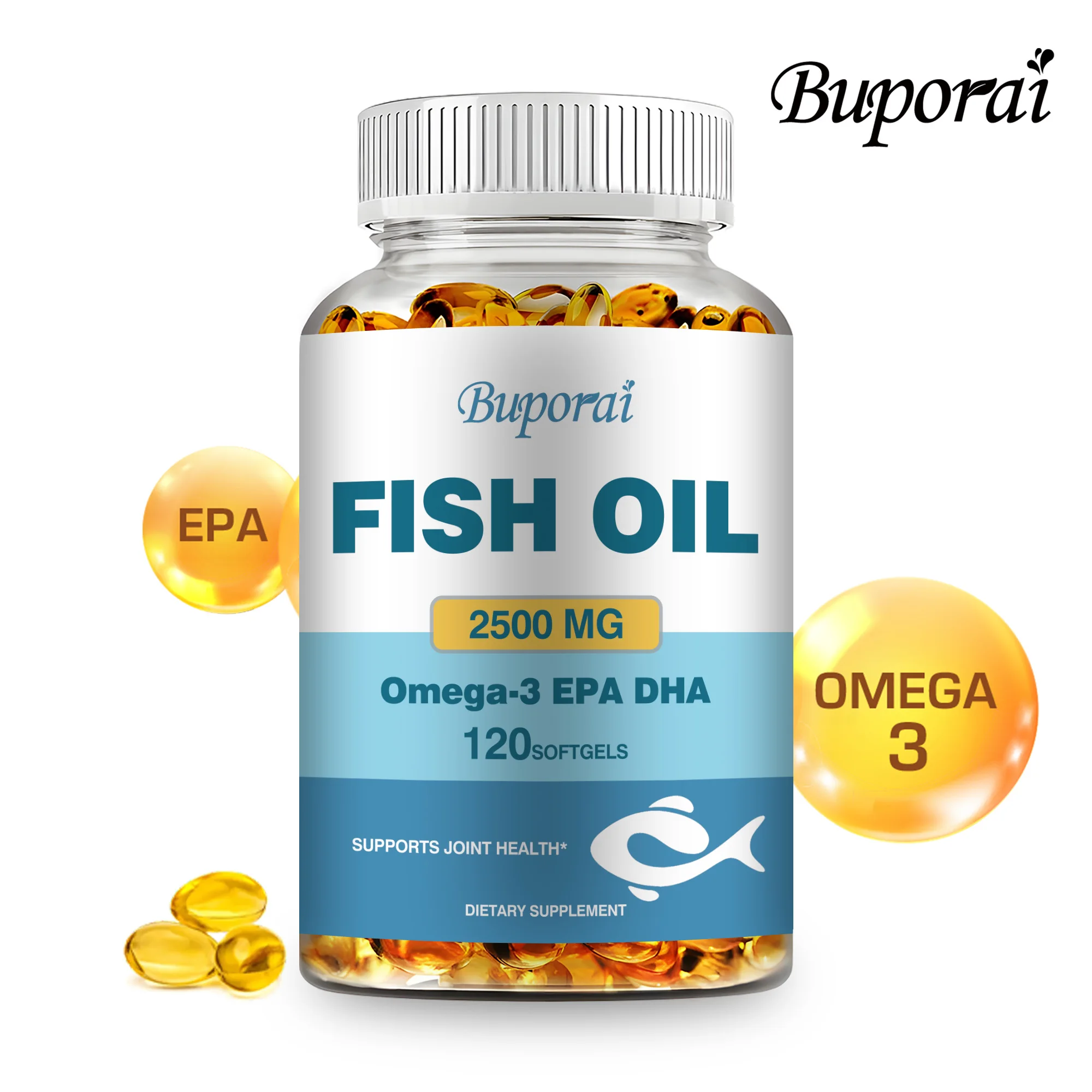 Aceite de pescado Omega-3, soporte para la salud del cerebro y del sistema nervioso, salud Cardiovascular y de la piel, antioxidante-120 cápsulas