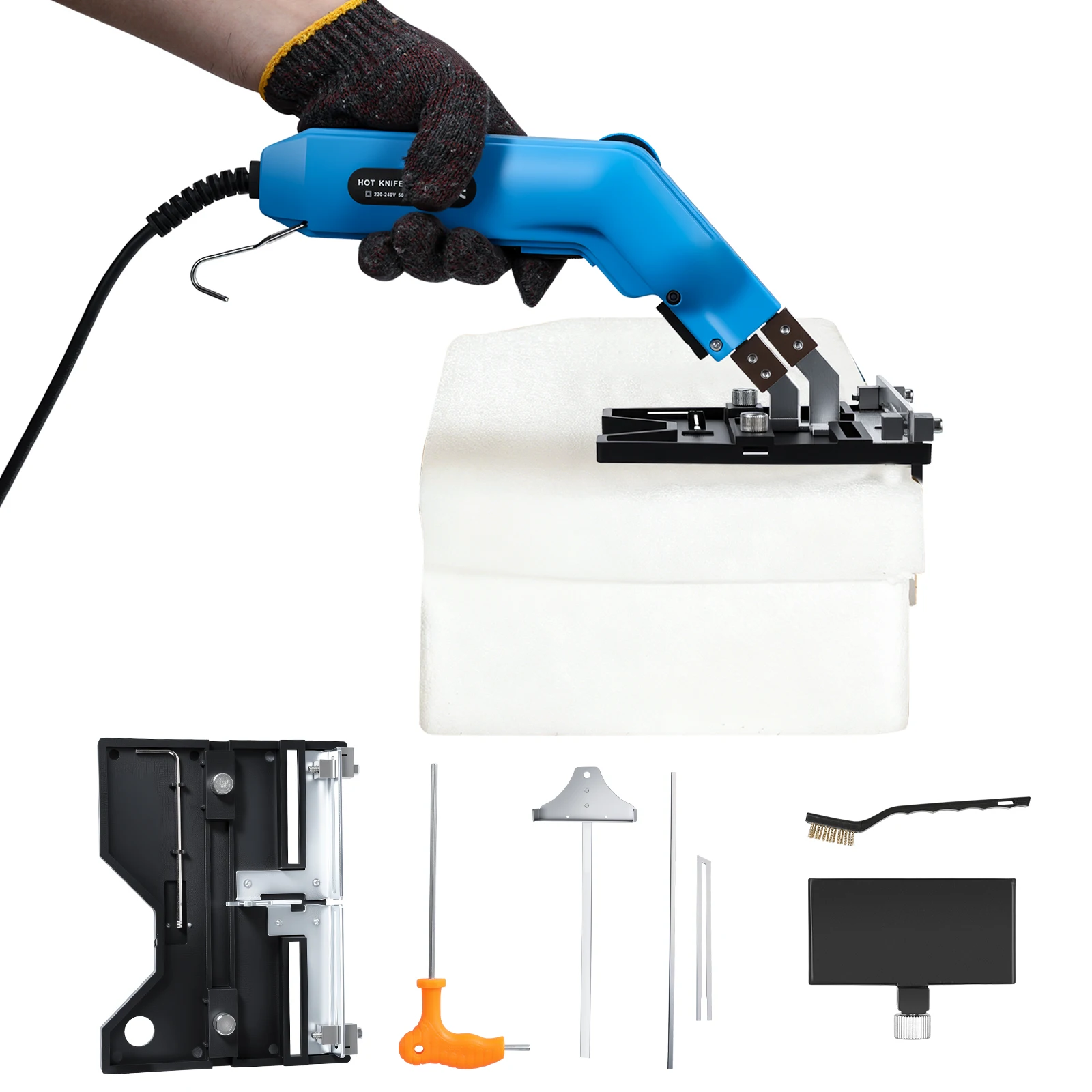 Image of Produktname: 500C Heißdraht-Schaumstoffschneider 150W Polystyrol-Schneidemaschine 220V 300mm Schnitttiefe 2 Klingen Rillenplatte Thermisches Messer für Styropor-Isolierung DIY Modellbau Handwerk Bau