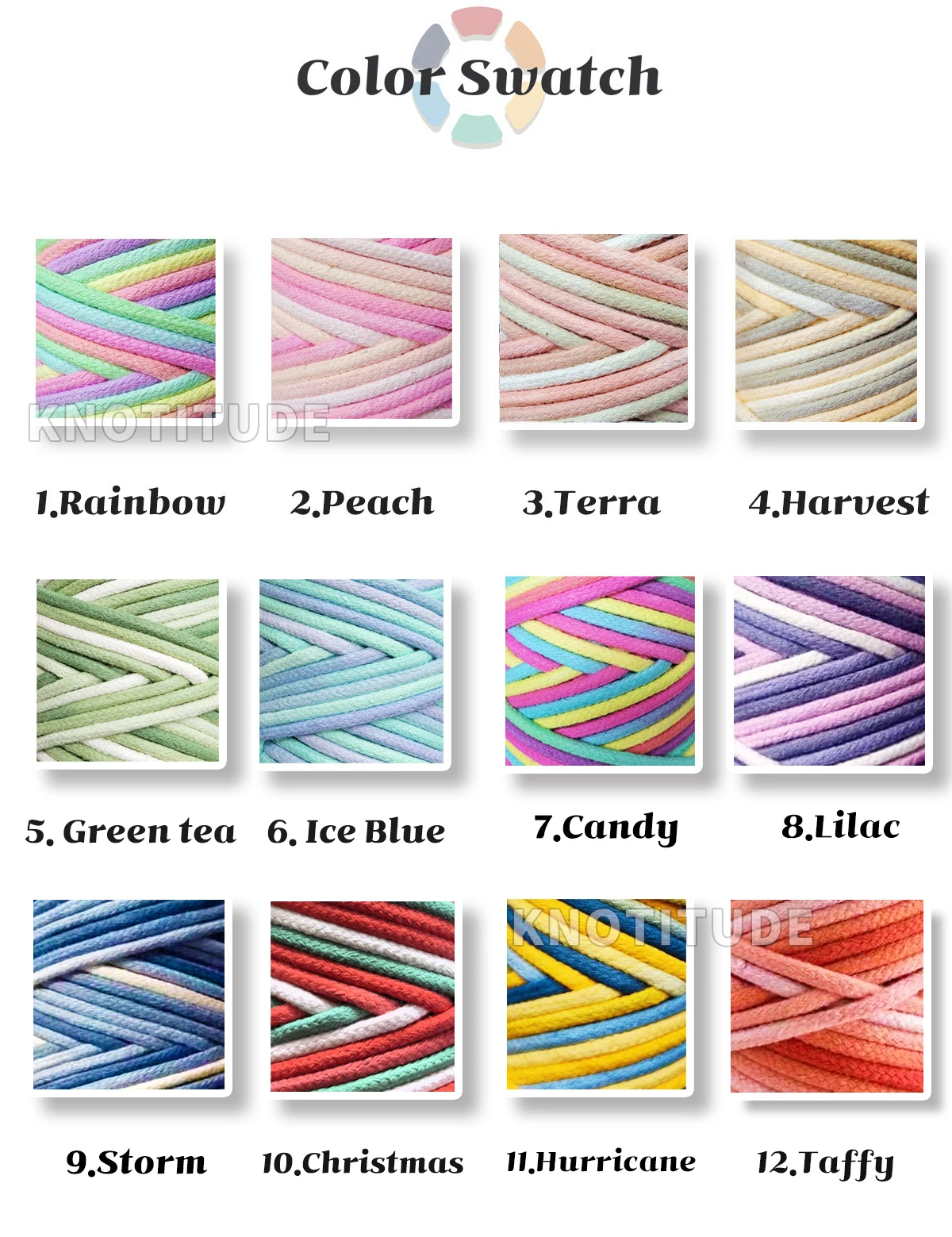 Multi colored Pastel 4.5mm Cotton Braid Cord Macrame cord 90meters Doorbell making  Wall hanging decoration & Doorbell Making