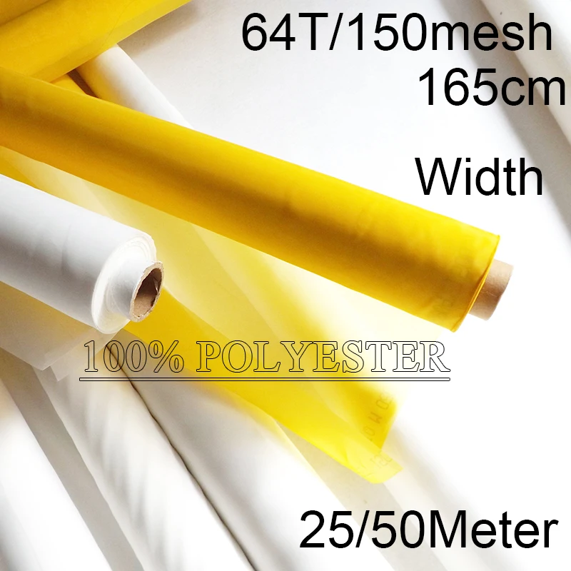 

Free Shipping! Industrial Bolting Cloth 64T 55um 165cm Width Silk Screen Printing Mesh 25/50Meters White Color