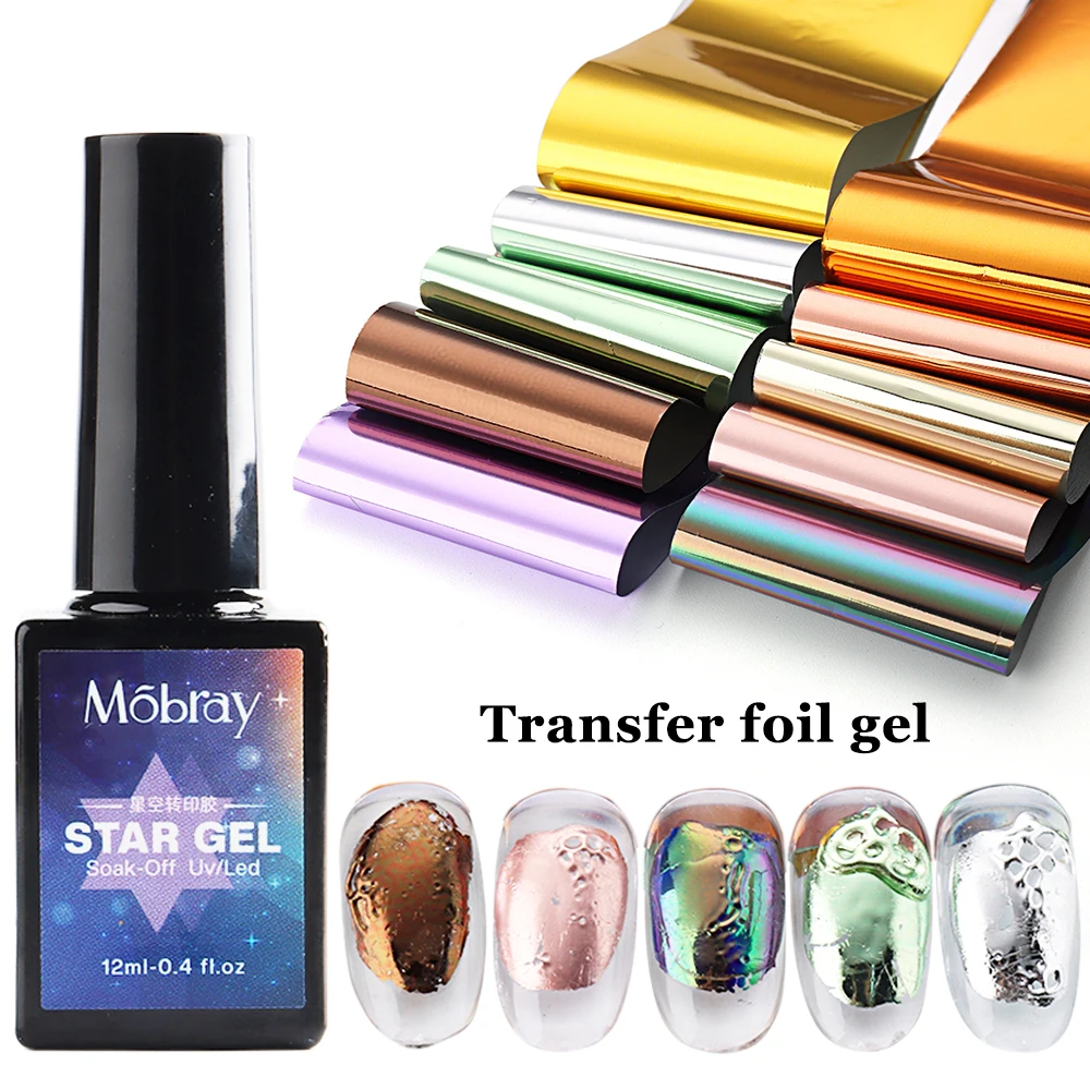 12Ml Foil Transfer Gel Lem Super Lengket untuk Foil Kuteks Transparan Seni Kuku Pernis Semi-permanen Cetak Bungkus Manikur NTXKJ-T