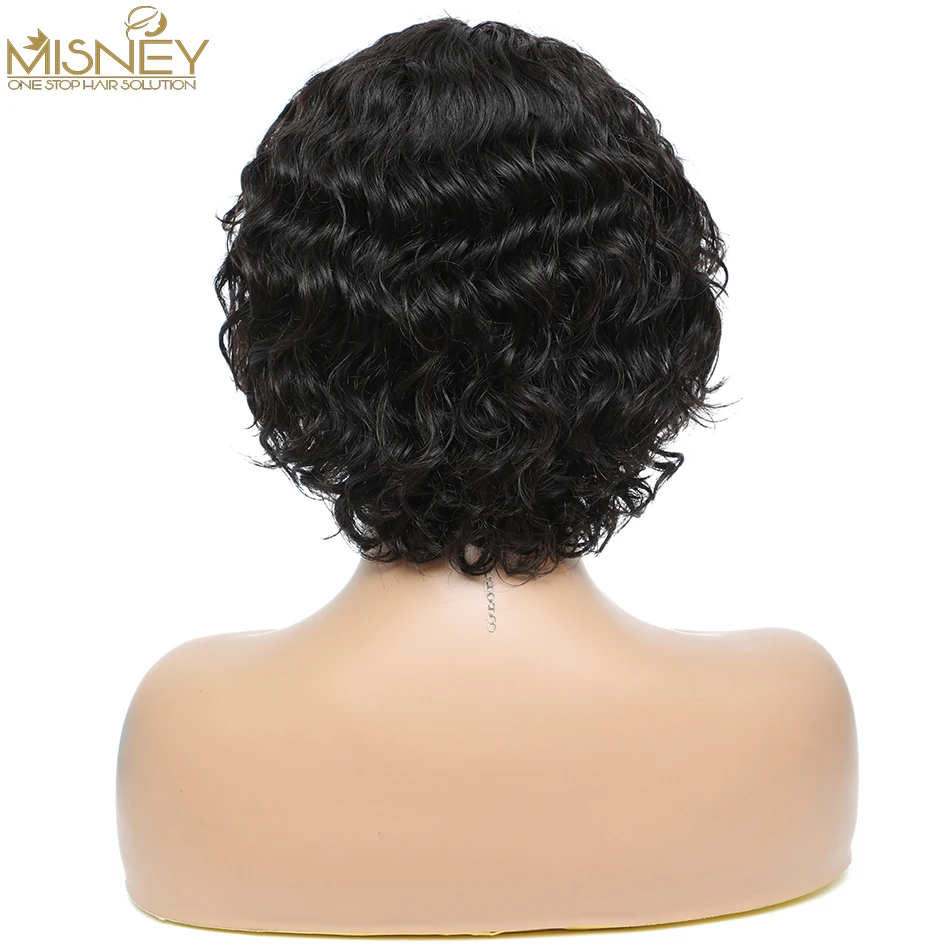 Water Wave Pixie Cut Wig Full Machine Made Perruque Cheveux Humain Glueless Bob Парики Женские Cheap Brazilian Remy Hair Wig