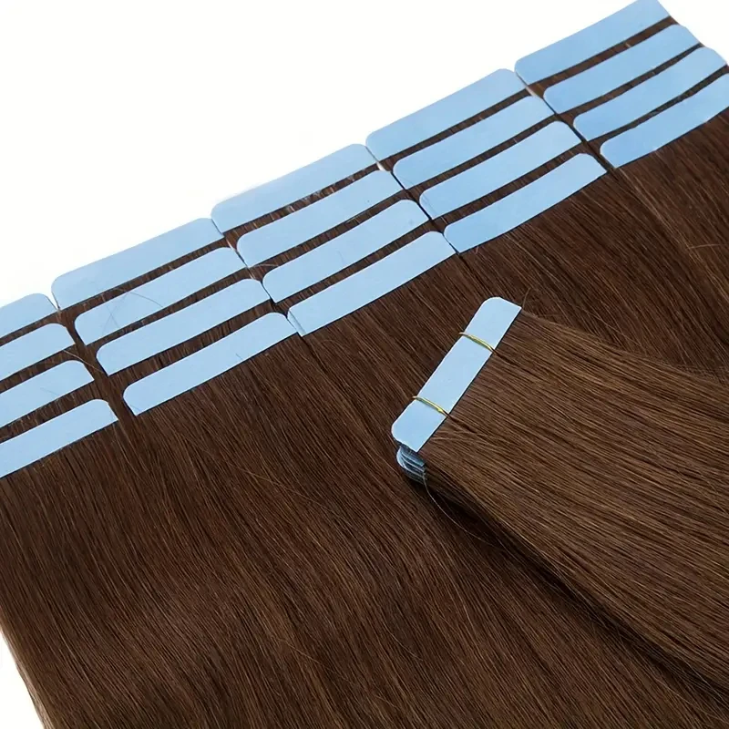 Alimice #4 Tape In Chocoladebruine Hair Extensions Menselijk Haar 20 Stuks Human Hair Extensions Naadloos Menselijk Haar Huid Inslag 50G