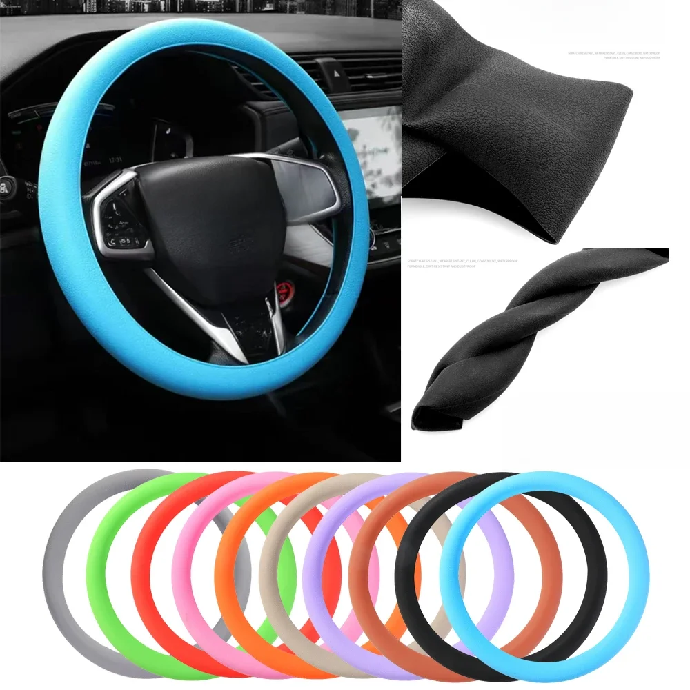 Capa de volante de carro de silicone, capa protetora elástica, Multi Color Auto Interior, sílica gel