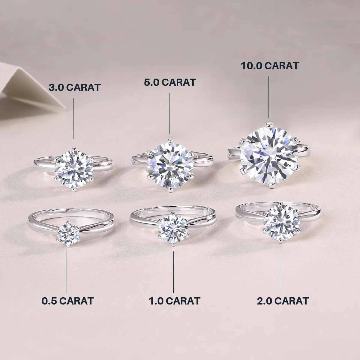 (GRACertification)Moissanite Women's Ring Simple Style 6-claw Shape Silver Bracket Open Design Suitable for Love Model R9094-801