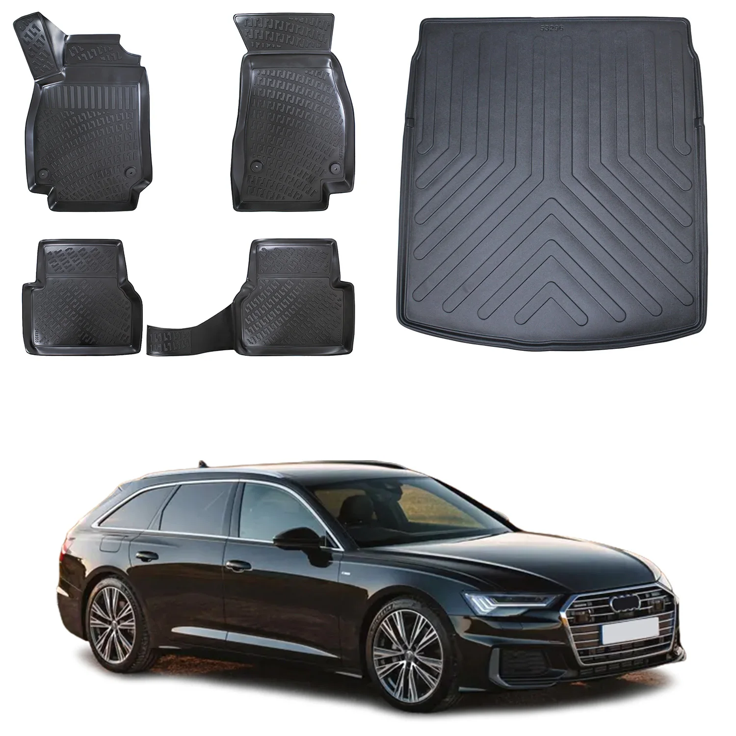 Floor Mats + Cargo Trunk Liner Fits Audi A7 2018-2024 SW Set - All Weather Maximum Coverage - Water Resistance