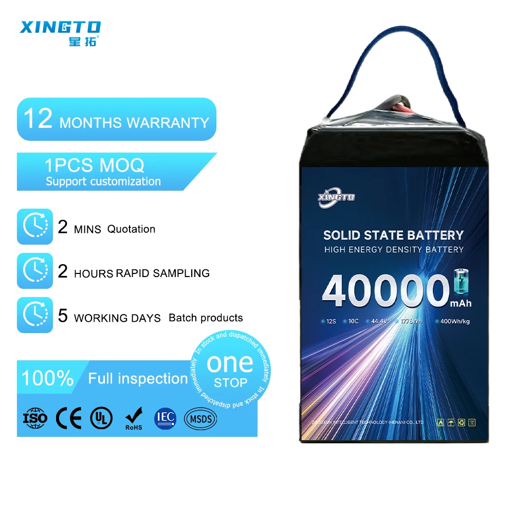 

Высококачественный твердотельный аккумулятор 10C 3.7V-88.8V 40000mAh 400Wh/kg, 800 циклов заряда, для сельскохозяйственных и уборочных БПЛА