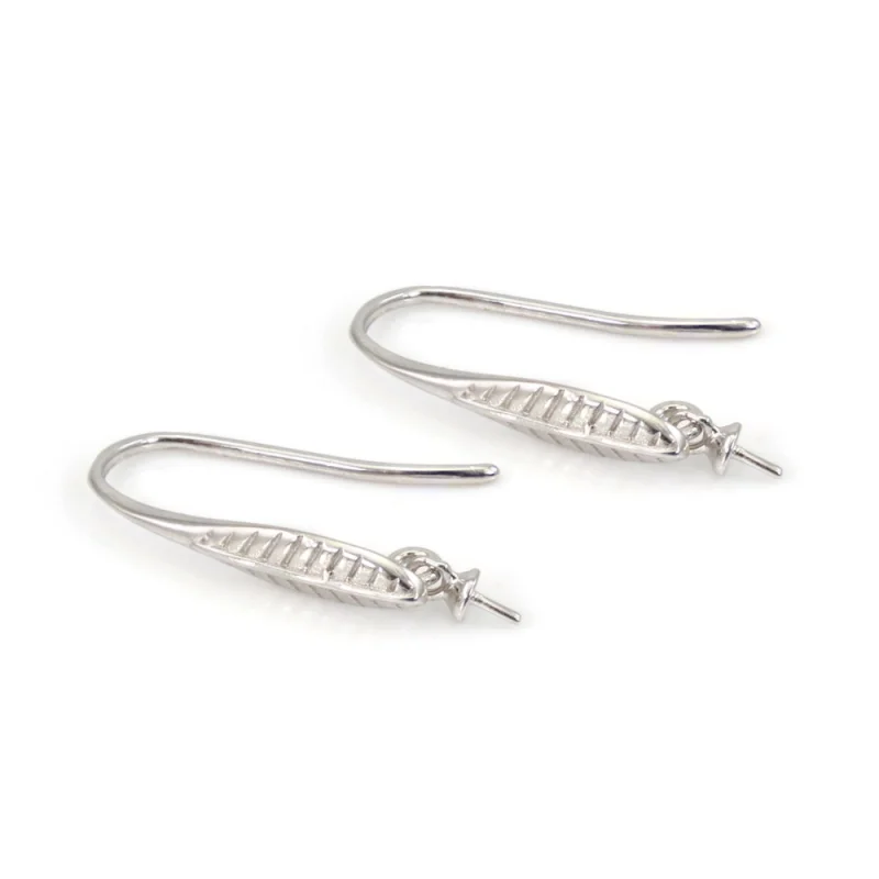 

2pcs 925 Sterling Silver Hook Earring Findings Component 9x20mm Platinum Plated Fit For Half Drilled Beads