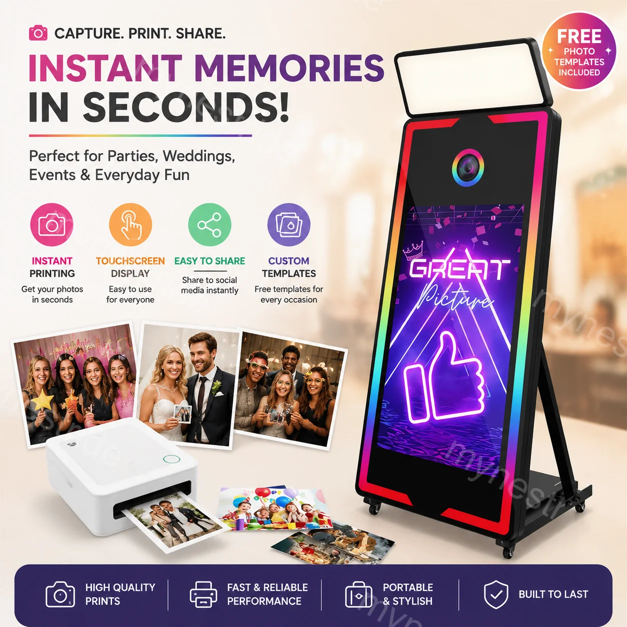 Chiosco Interattivo Intelligente Con Display Fotografico, Soluzione Digitale Per Selfie Per Hotel, Club, Negozi E Aziende Di Eventi-image
