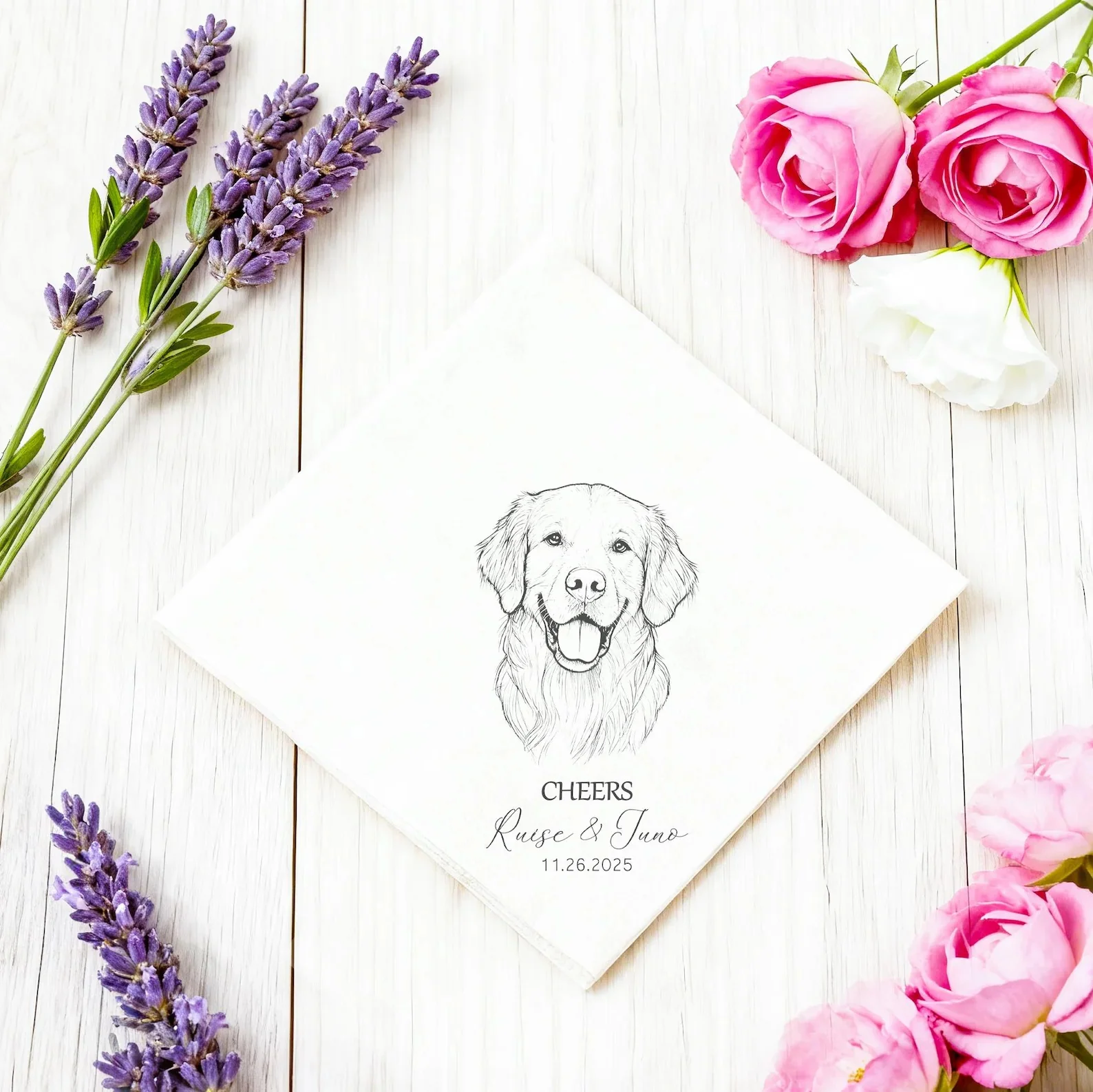 

50pcs Custom Pet Cocktail Napkins, Pet Line Art Napkins, Name and Date Napkin, Dog Wedding Napkins, Napkins for Weddings, Birthd