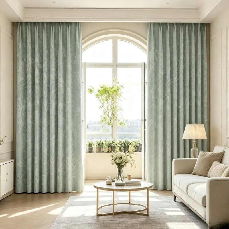 Customized  Fashion Custom Size Blackout Luxury French Green Monet Flower Downton Abbey Curtains for Living Dining Room Bedroom