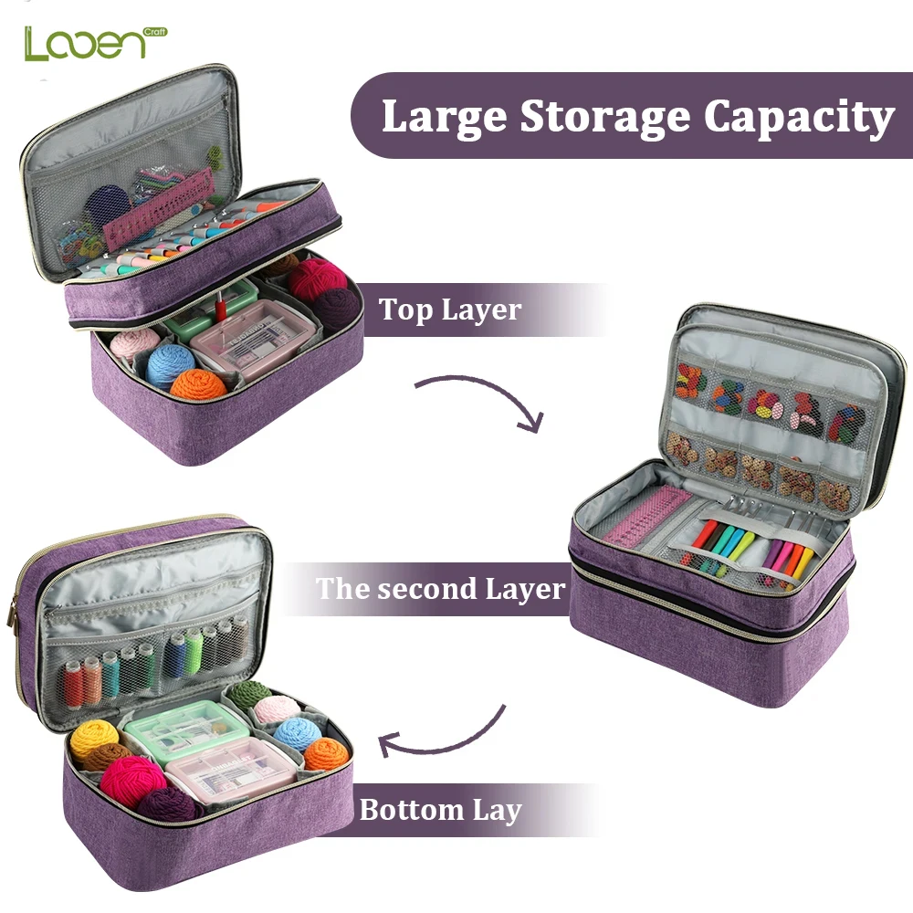 

1 piece of double-layer sewing tool storage bag, a portable sewing accessory storage pouch for outdoor use