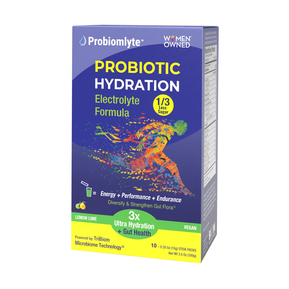 Probiomlyte – Lemon Lime - Low SugarProbiotics Prebiotics Postbiotics with Electrolytes + Vitamin for Hydration & Endurance