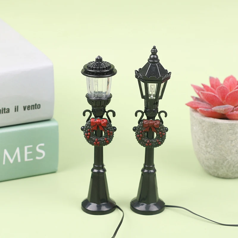 4Pcs/Set Christmas Mini Street Light Models Dollhouse Streetlight Micro-Landscape Fairy Garden Accessories image 4