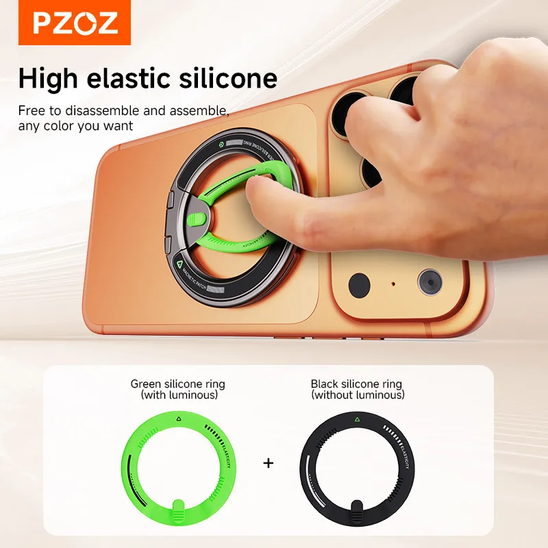 Magnetyczny uchwyt pierścieniowy PZOZ do iPhone Xiaomi Vivo OnePlus Samsung Galaxy, uchwyt na palec do telefonu, składana podstawka, obrotowa pętla. — zdjęcie produktu 3