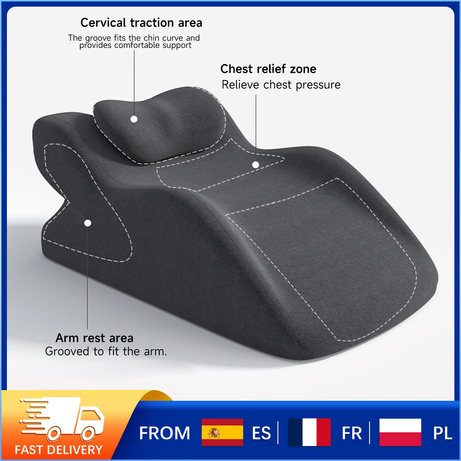 Coussin pliant multifonction en tissu doux de haute qualité, idéal pour la lecture, le sommeil et la télévision