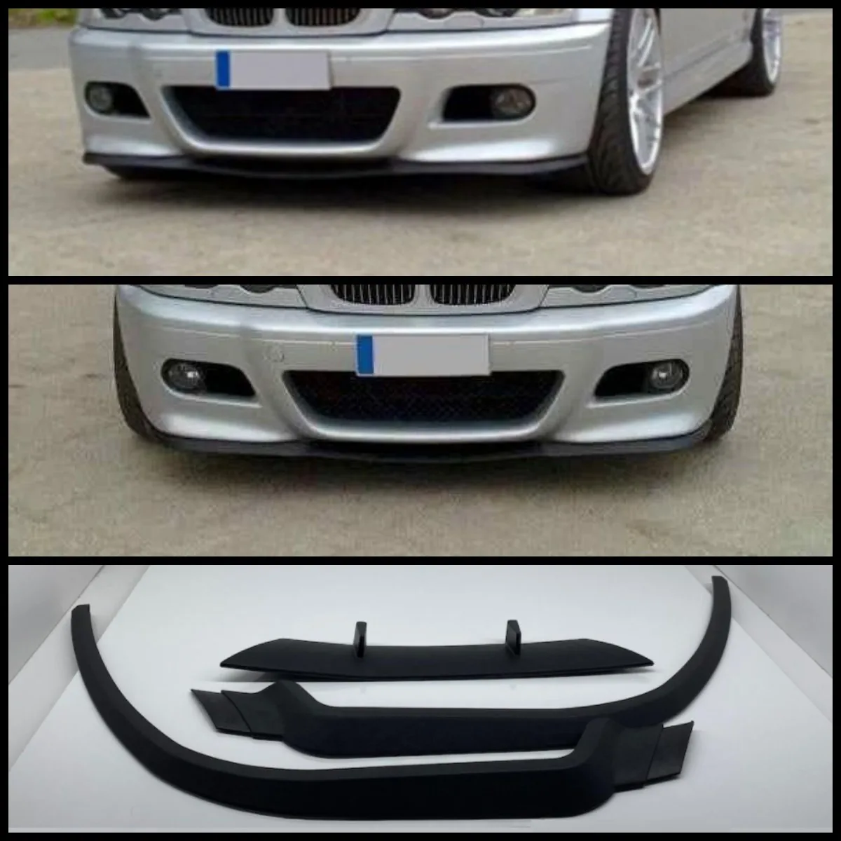 For BMW 3-Series E46 M M3 CUPRA R Front Bumper Lip Universal 3PCs Diffuser Black Bumper Lip Spoiler Body Kit Tuning Protector