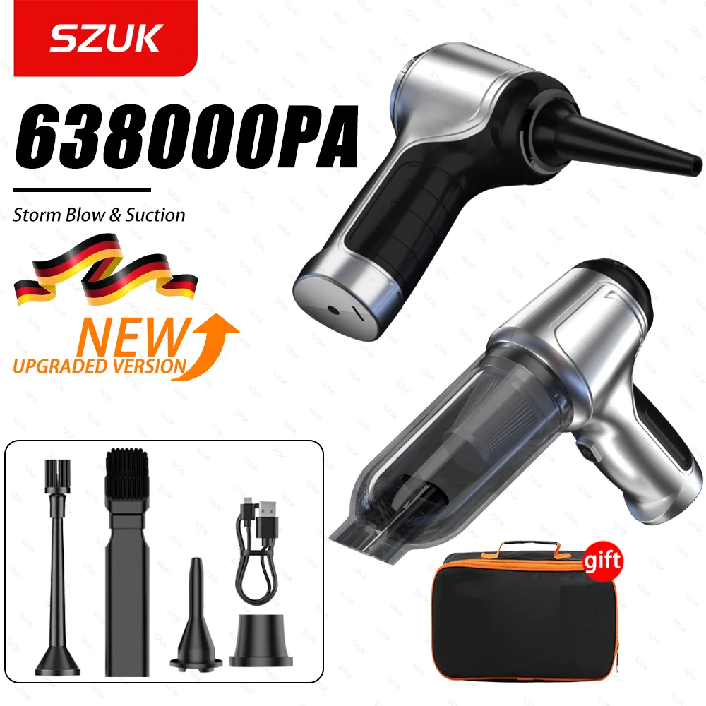 SZUK 638000Pa Mini Car Vacuum CIeaner Wireless Portable Cleaning Machine Powerful Handheld Blower Vacuum Cleaner for Car Home