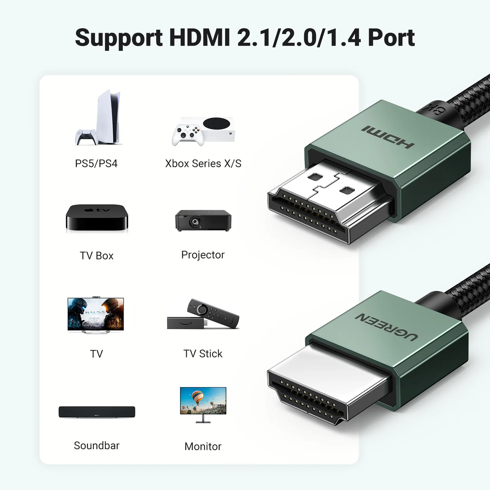 UGREEN HDMI Cable 8K/60Hz — HDCP & 3D, for TV / Xiaomi Box / PC/Laptop 6