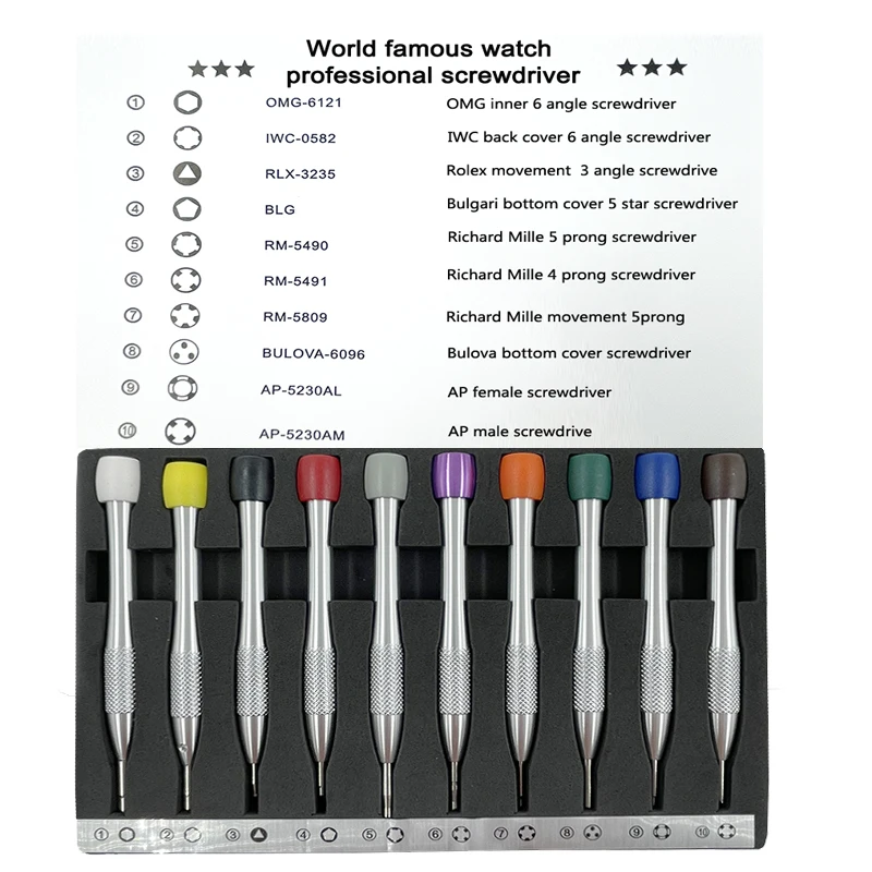 Watch Screwdrivers Set For RM 5490 5491 5809/ IWC 0582 /OMG 6121/AP 5230/BLG/BULOVA 6096/RLX 3235 Watchmaker Tools