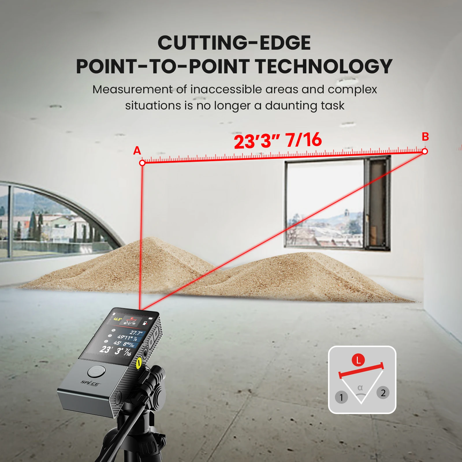 MiLESEEY D9 Pro Laser Distance Measure,World’s 1st laser measure with visual aligning, 100M Bluetooth Laser Measure Tape