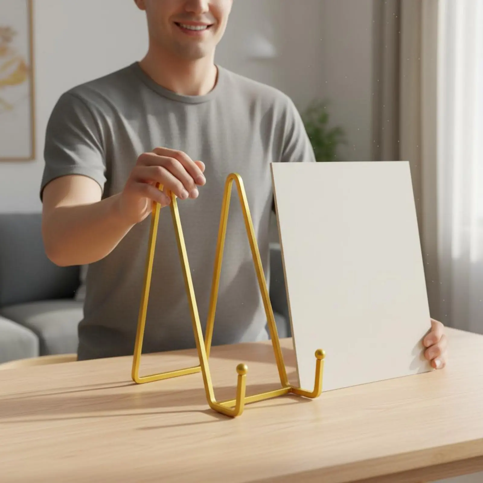 1pc Plate Display Stand Picture Easel Metal Plate Stands Holder Display Pictures Frame Photo Decorative Plate Dish Tabletop Arts