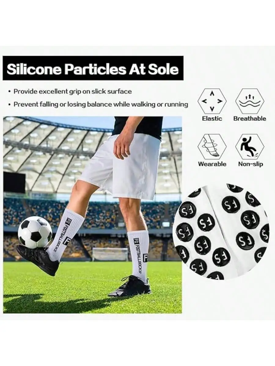 A pair of football socks, non-slip foot massage particle socks, sports socks, black