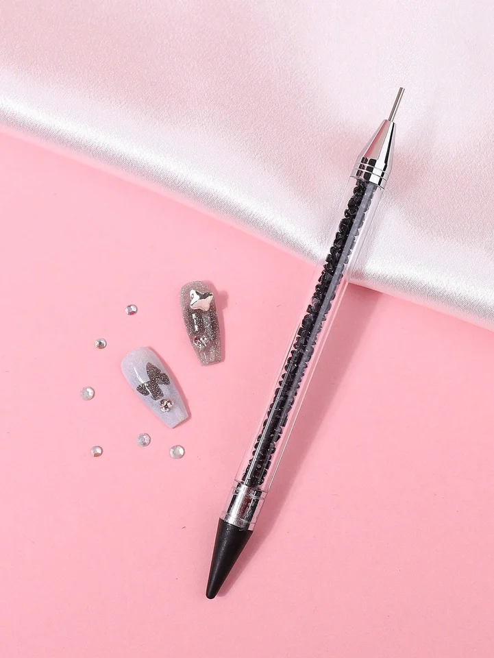 1 pieza lápiz de cera para recoger circonitas de uñas herramienta de puntos de doble punta para circonitas punta de cristal y gema herramienta de arte de uñas para manicura DIY 2