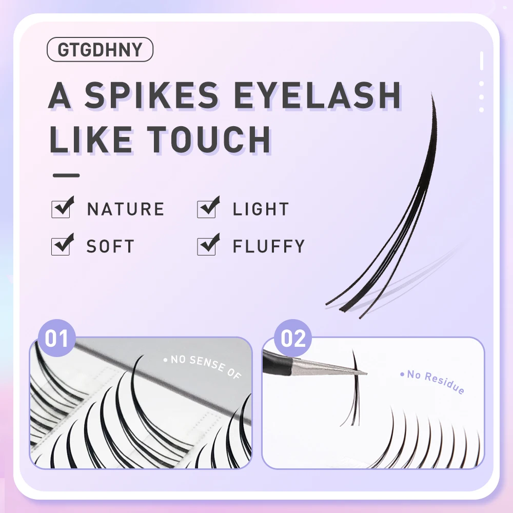 A/M Shape Spikes Fish Tail Cluster Eyelash Mix Heat Bonded Extension V Under Lower Lashes Individual Makeup DIY Premade Fan Set