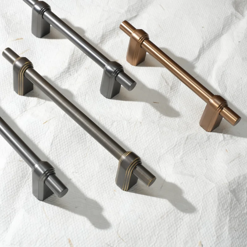 

Fashion Antique Coffee Brass Door Handle Kitchen Pulls Modern Yellow Bronze Furniture Cabinet Handles 96/128mm Door Handles