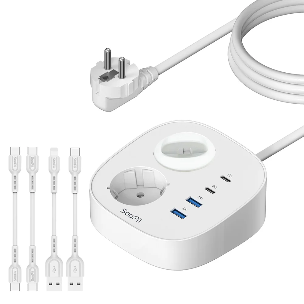 Soopii GaN 65W 2-hole outlet 4000W USB ultra fast multi charger with GC10 cable