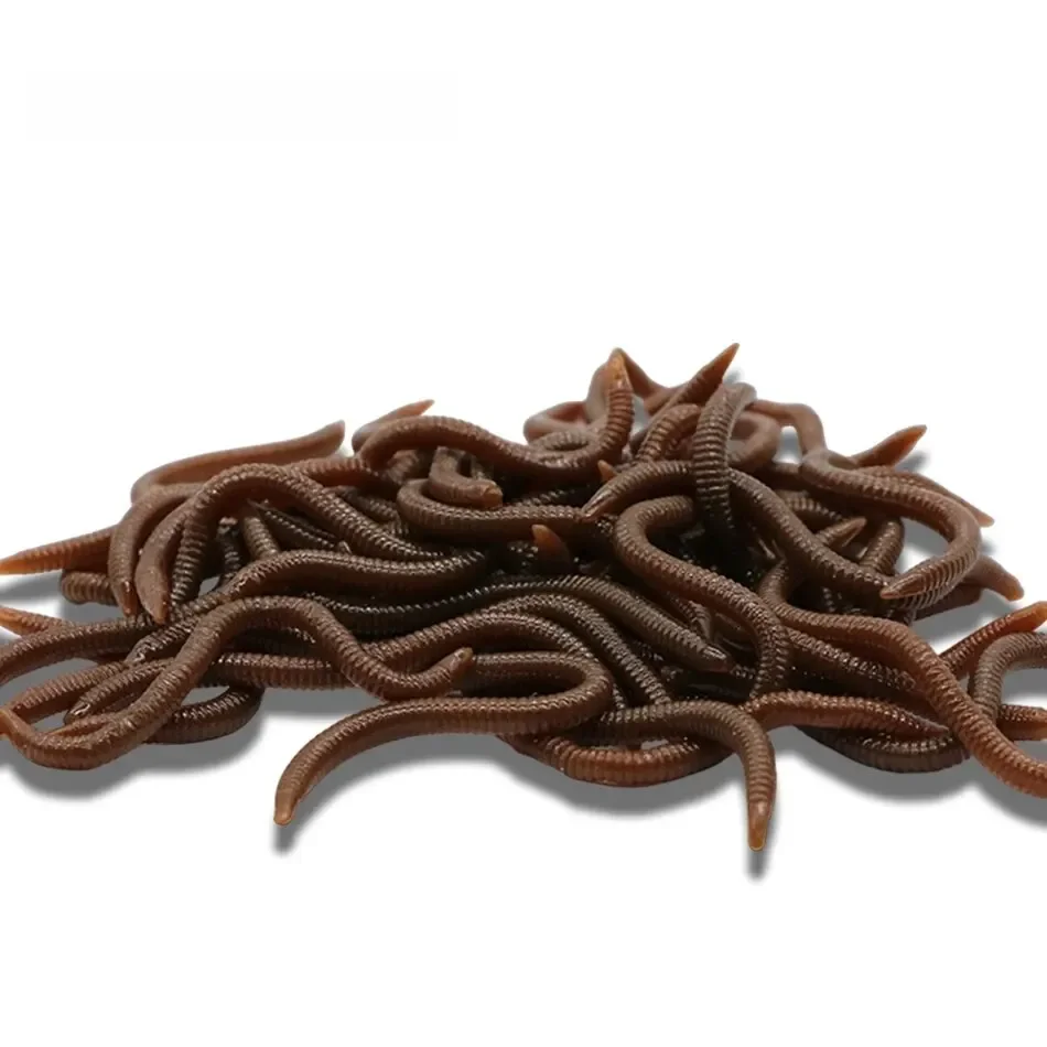 Lot d'appâts artificiels en silicone pour la pêche, pack de leurres souples en forme de ver rouge, 7/9cm, 10 à 50 pièces