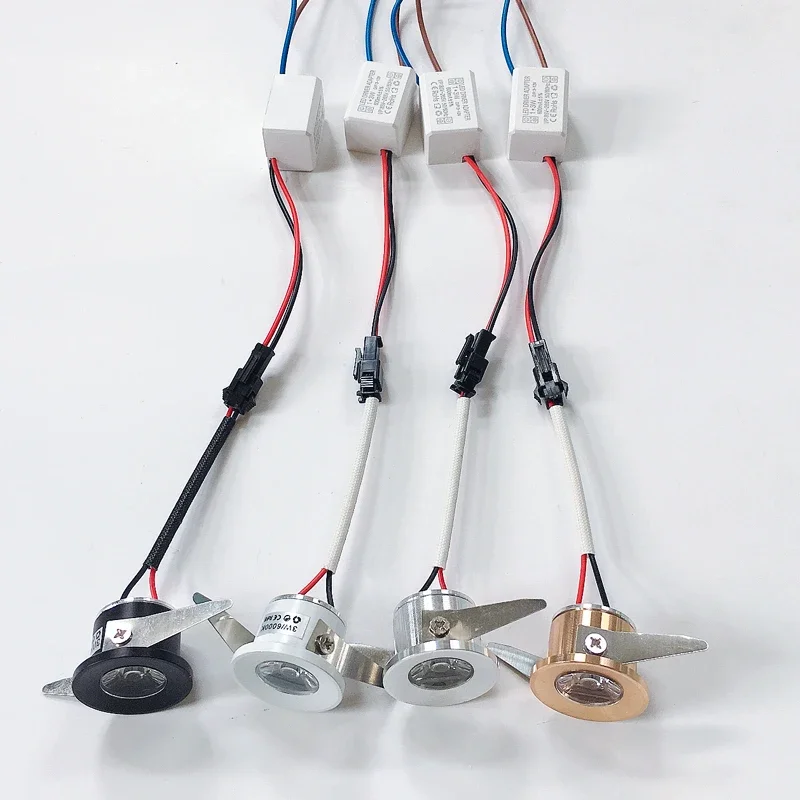 Dimbare LED Spots Led Plafond Down Lights Zilver Zwart Wit 1W 3W Gloeilampen voor Kast Teller Showcase AC110V 220V - afbeelding 2
