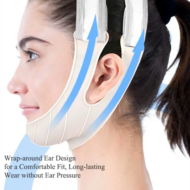 حزام رفع الوجه سيليكون القابل لإعادة الاستخدام ، مزيل الذقن المزدوج ، تقليل خط الخامس ، حزام الذقن ، التفاف التخسيس الوجه