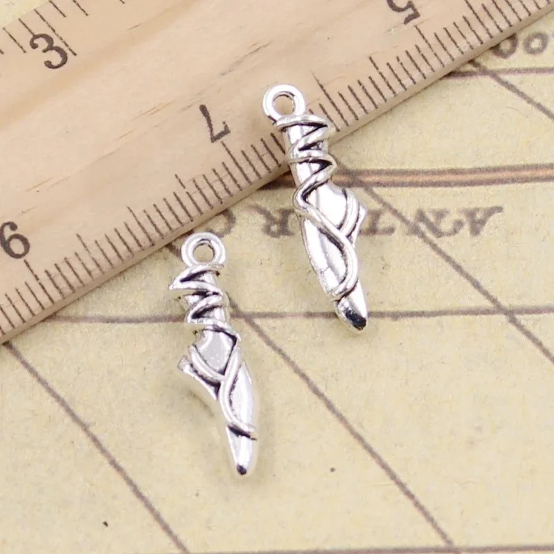 20 sztuk Charms balet buty 23x6x4mm tybetański brąz srebrny kolor wisiorki antyczny tworzenia biżuterii DIY Handmade Craft — zdjęcie 2