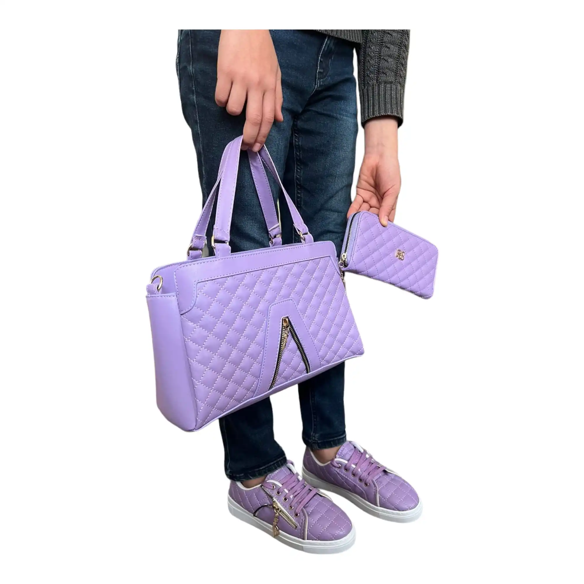 Matching Women's Set: Beige Shoes - Bag and WALLET  Women's Sneaker & Bag AND Wallet  3 PICES RS RAZAN ISTANBUL